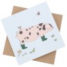 Emma Lawrence Blank Greeting Card Playful Pig