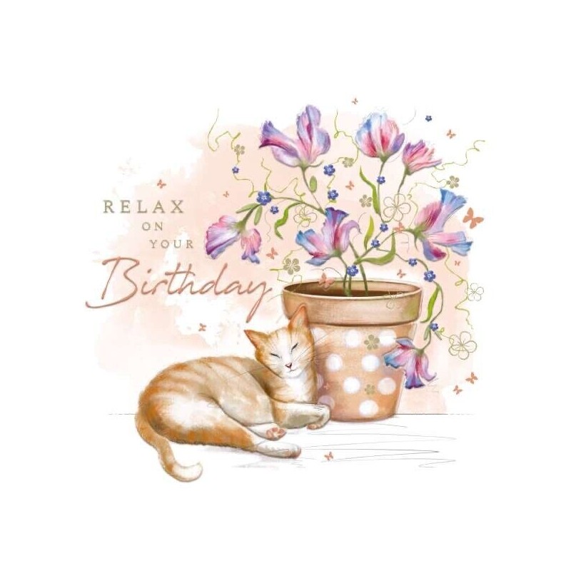 Blush Cat Birthday Greeting Card
