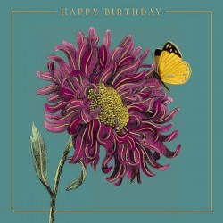 Butterfly on Flower Birthday Greeting Card