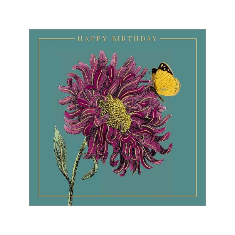 Butterfly on Flower Birthday Greeting Card