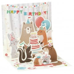 Mini Pop-Up Birthday Greeting Card - Woodland Animals