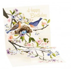 Mini Pop-Up Birthday Greeting Card - Birds with Nest