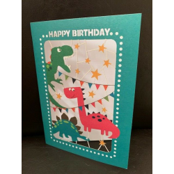 Laser cut Green Dinosaur Birthday Card