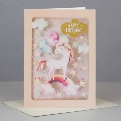 Laser Cut Unicorn Glitter Birthday Card