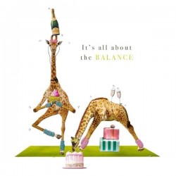 Giraffe Balance Blank Greeting Card
