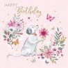 Dog and Flowers Birthday Greeting Card