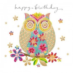 Colourful Owl Birthday Greeting Card