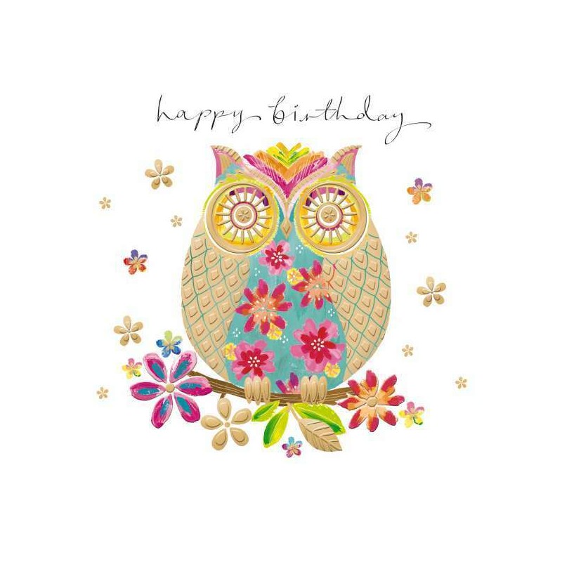 Colourful Owl Birthday Greeting Card