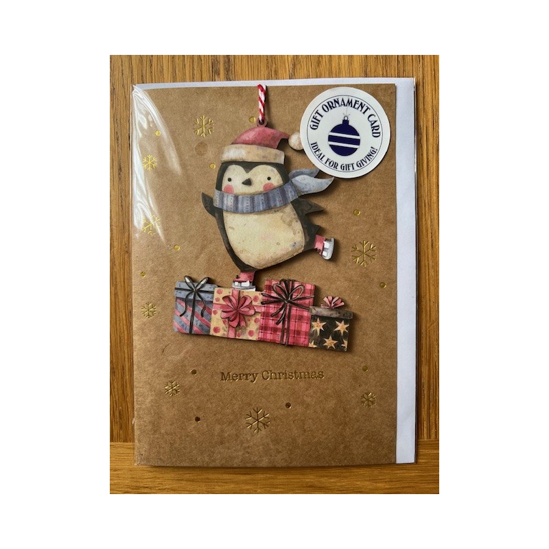 Keepsake Penguin on Presents Blank Greeting Card Envelope by Alljoy