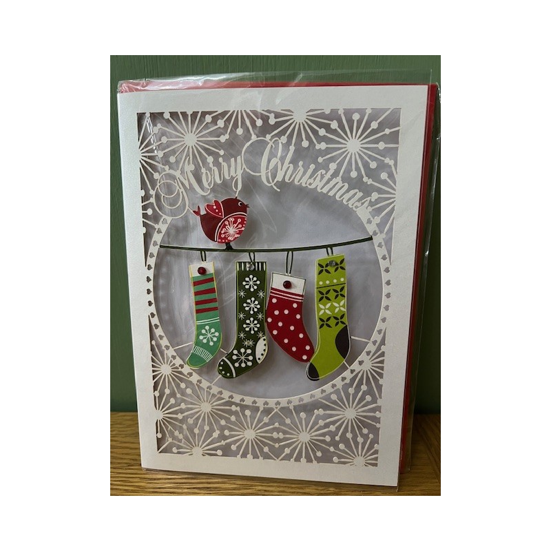 Laser Cut Christmas Stockings Card