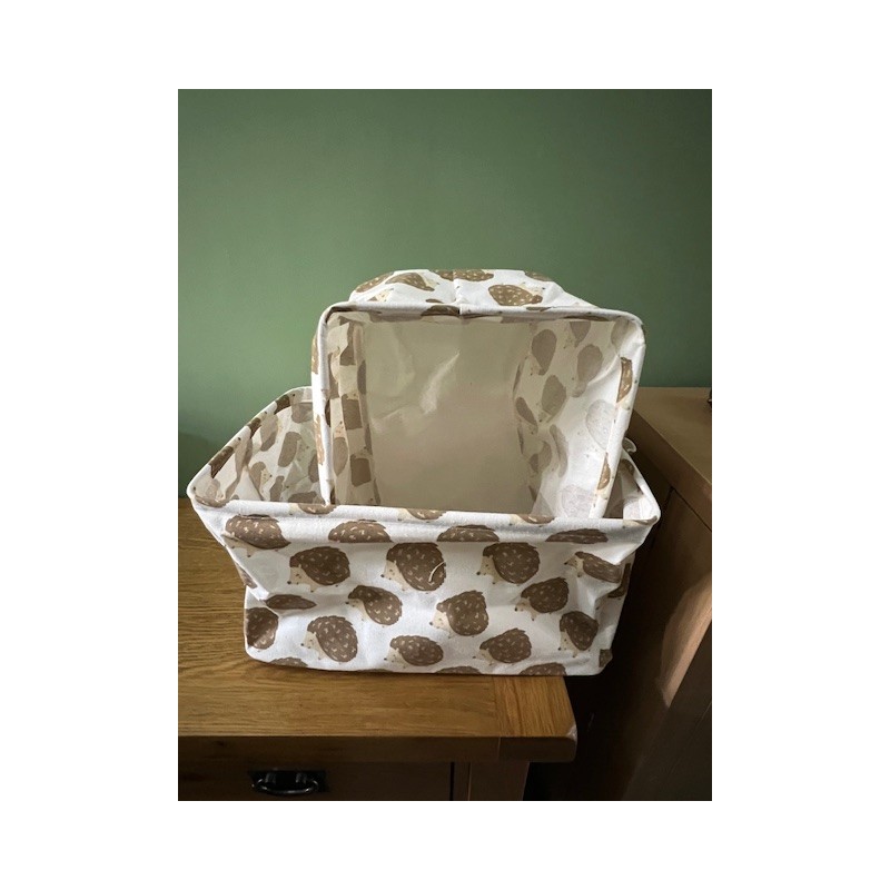 Set of 2 Fabric Folding Storage Baskets - Hedgehogs