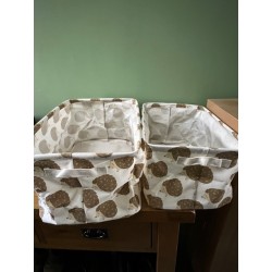 Set of 2 Fabric Folding Storage Baskets - Hedgehogs