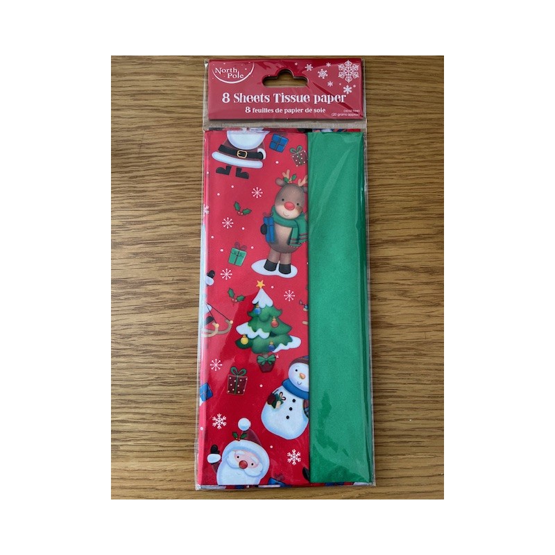 Cute and Green Christmas 8 Sheets Tissue Paper