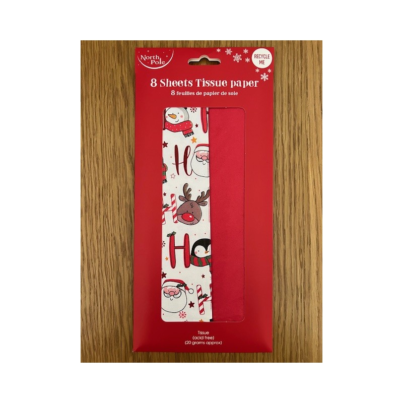 HO HO HO Faces Christmas 8 Sheets Tissue Paper