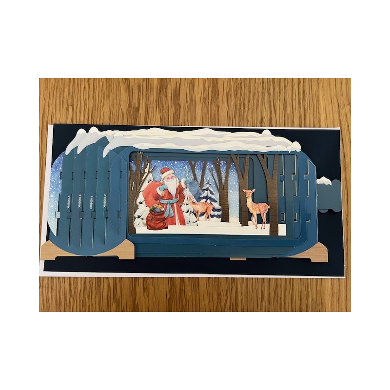 Message in a Bottle 3D Santa and Deer Christmas Card