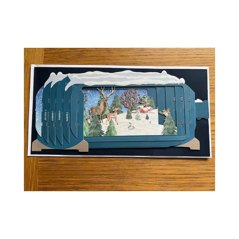 Message in a Bottle 3D Christmas Card Stag in Forest