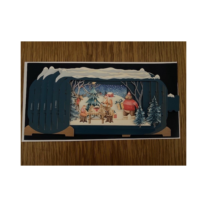 Message in a Bottle 3D Christmas Card Friends in the Woods