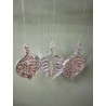 Distressed Silver Glass Leaf Christmas Decoration set of 3