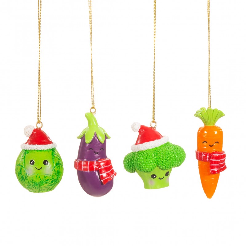 Sass & Belle Box of 4 Christmas Vegetable Bauble