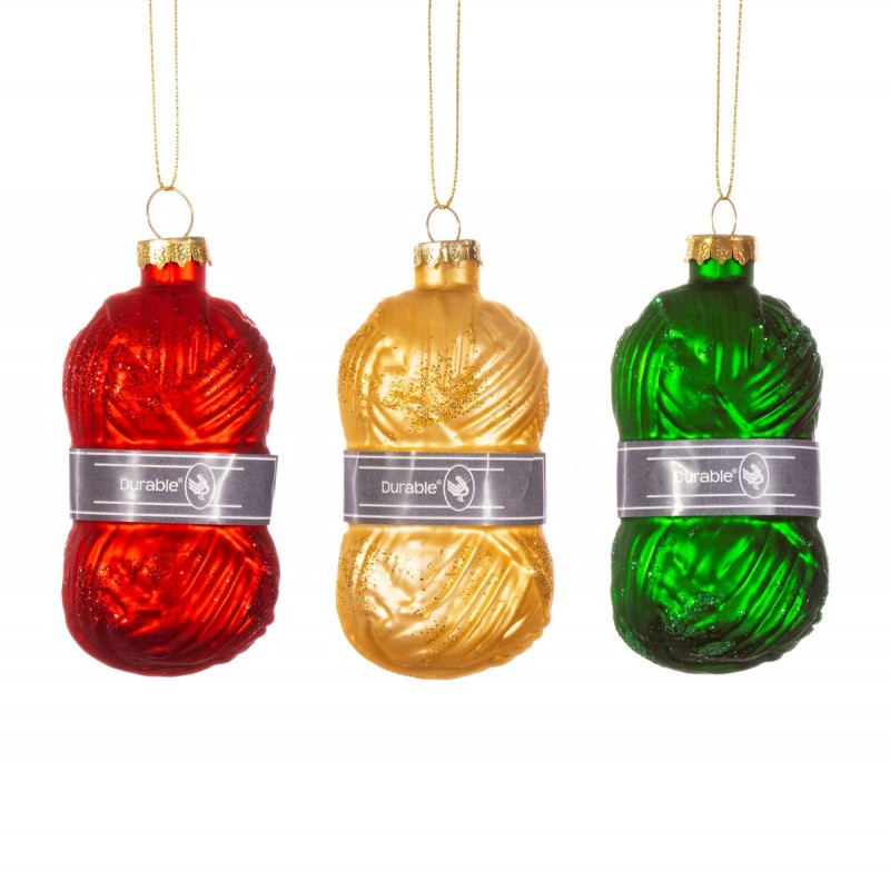 Sass & Belle Box of 3 Balls of Wool Christmas Baubles