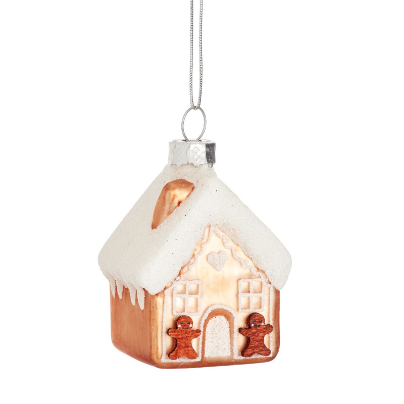 Sass & Belle Frosted Roof Gingerbread House Christmas Baubles