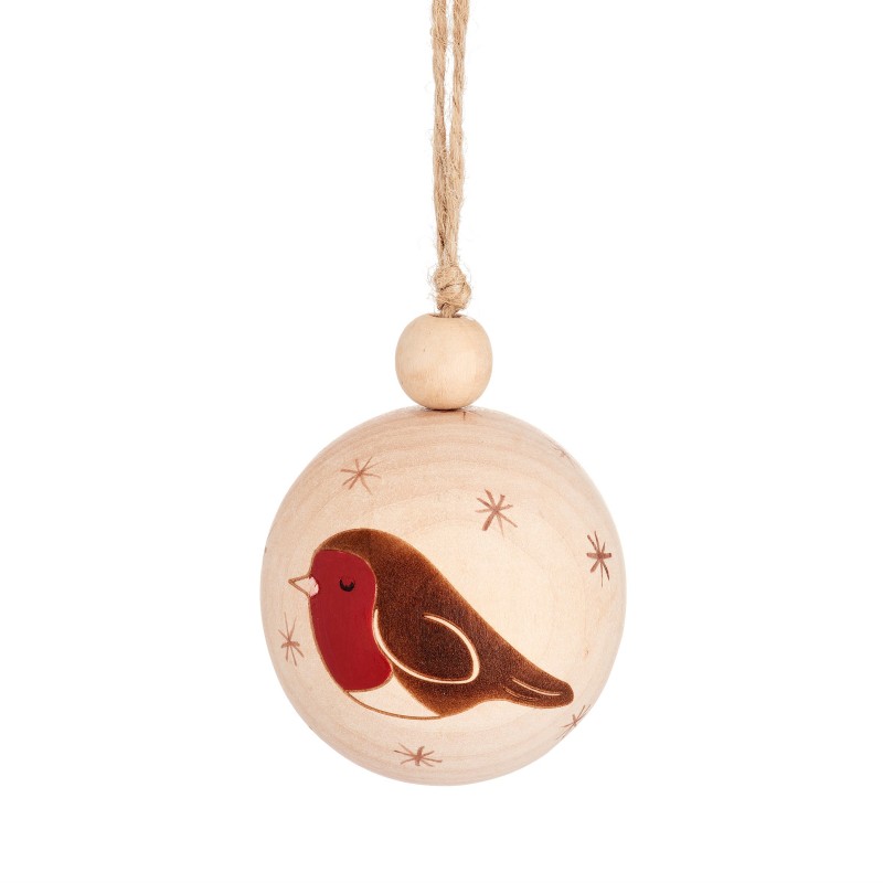 Sass & Belle Wooden Robin Christmas Bauble