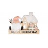 Gonk Merry Christmas Wooden Decoration with Pink Hat