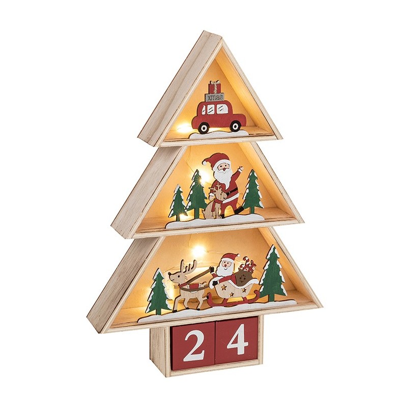 Lit Tree Shape Christmas Countdown Decoration Santa
