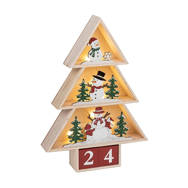 Lit Tree Shape Christmas Countdown Decoration Snowman