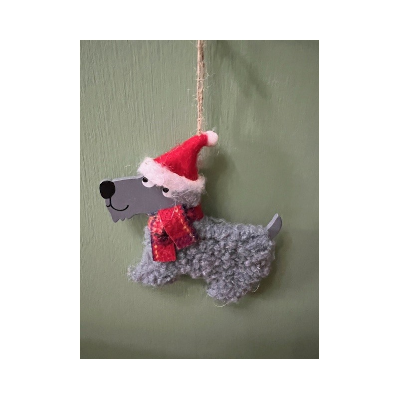 Festive Scottie Dog Hanging Decoration