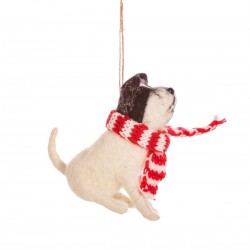 Sass & Belle Christmas White Dog Hanging Decoration