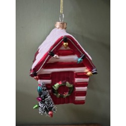 Sass & Belle Large Red Beach Hut Christmas Baubles