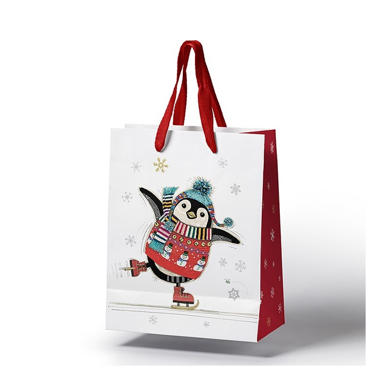 Bug Art Christmas Penguin Medium Gift Bag