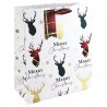 White with Stag Heads Christmas Medium Gift Bag