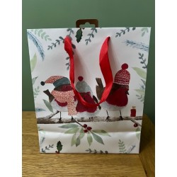 Festive Robins Christmas Medium Gift Bag