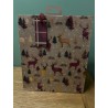 Kraft Stag and Tartan Ribbon Christmas Medium Gift Bag