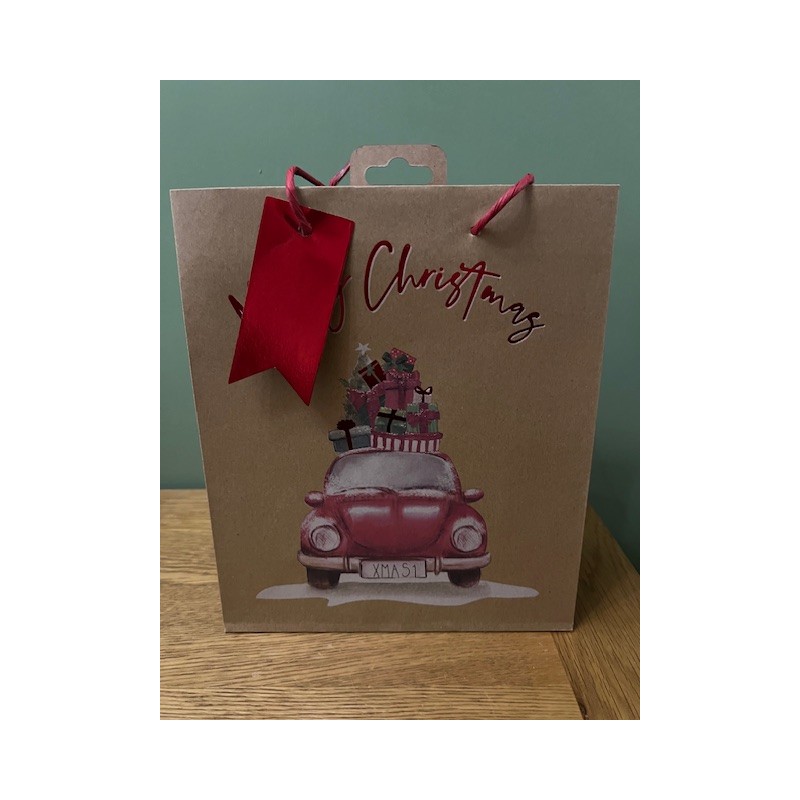 Kraft Driving Home Christmas Medium Gift Bag