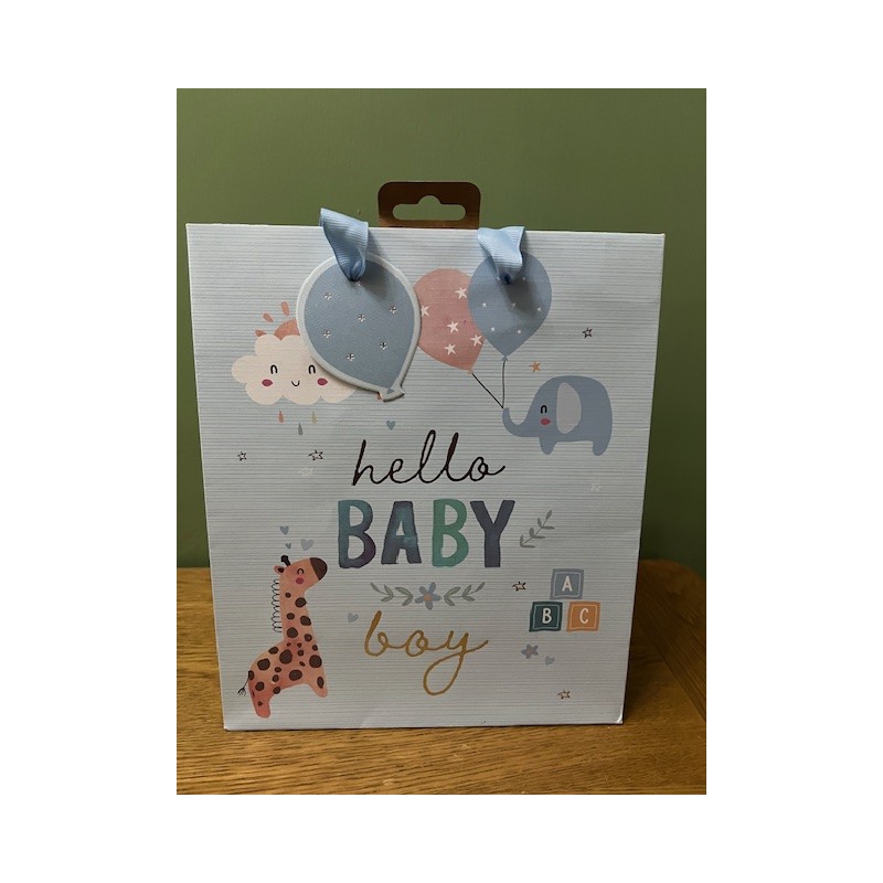 Hello Baby Boy Giraffe Medium Gift Bag