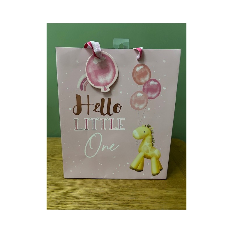 Hello Baby Girl Giraffe Medium Gift Bag