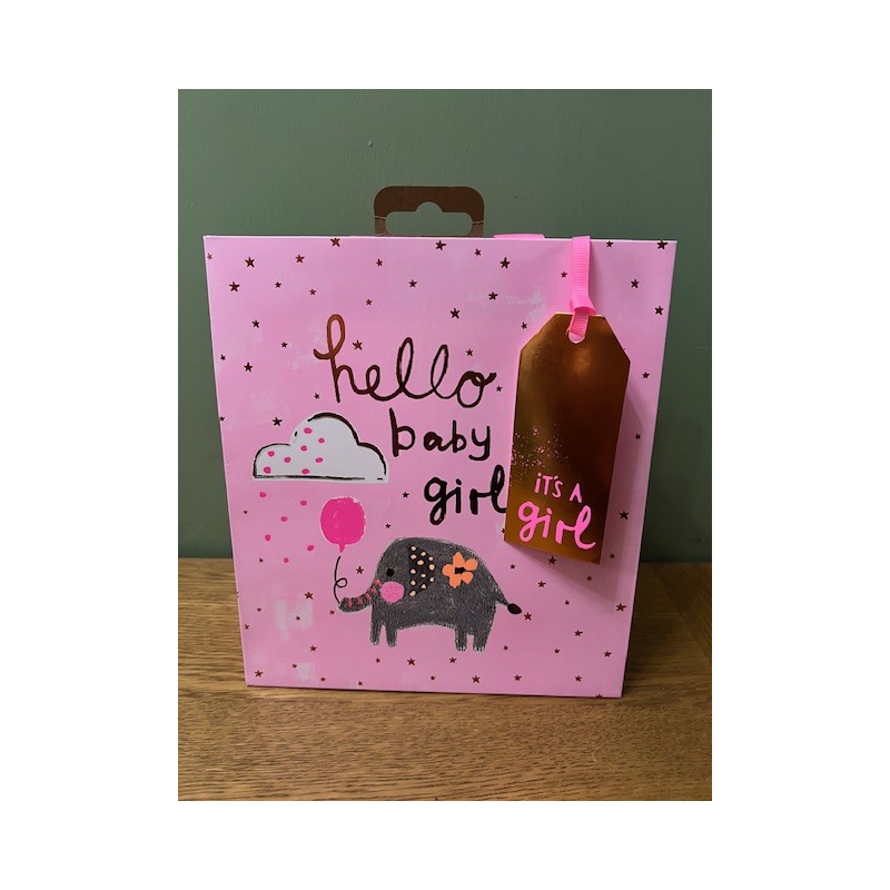 Glick Baby Girl Elephant Medium Gift Bag