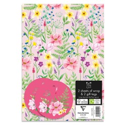 Kraft Floral Gift Wrap Pack