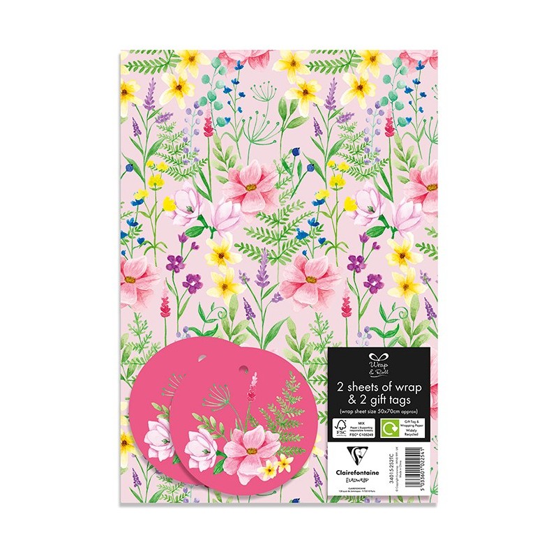 Kraft Floral Gift Wrap Pack