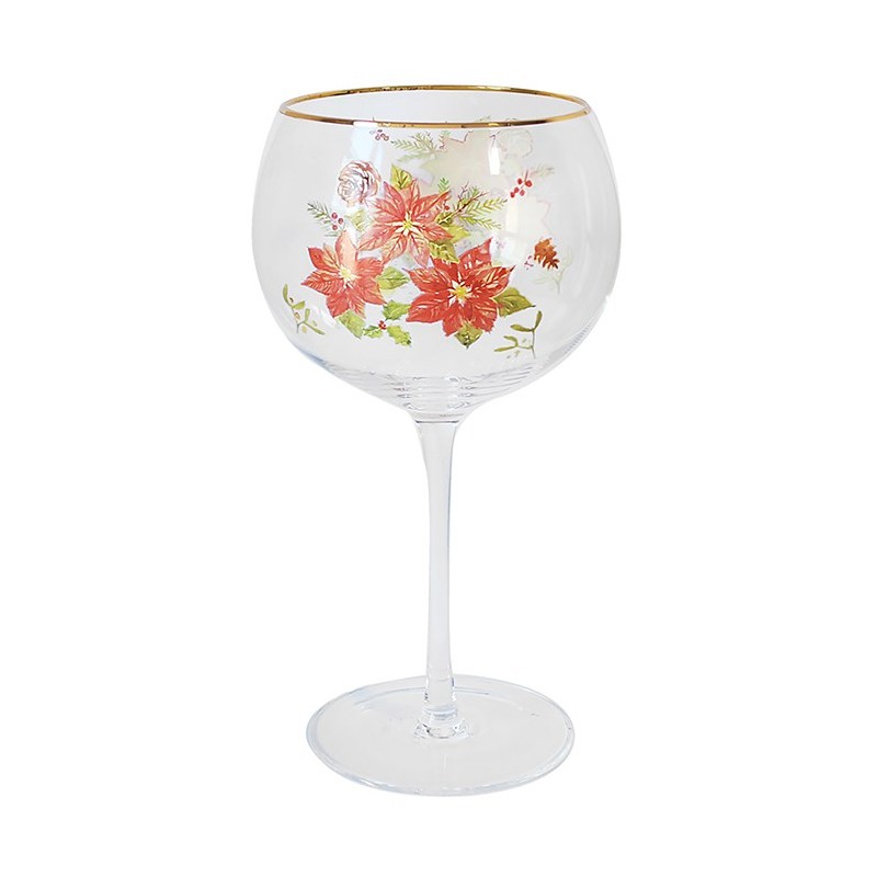 Balloon Gin Glass Christmas Poinsettia