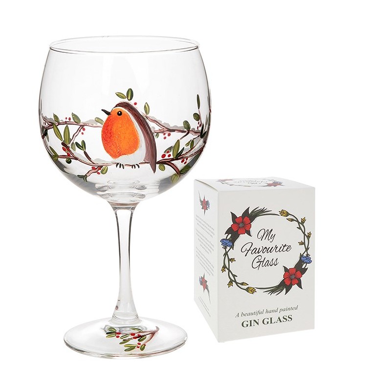 Balloon Gin Glass Christmas Robin