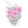Decoupage Birthday Greeting Card Pink Flowers