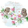 Blush Owls Birthday Greeting Card