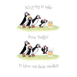 Puffin Candles Birthday Card