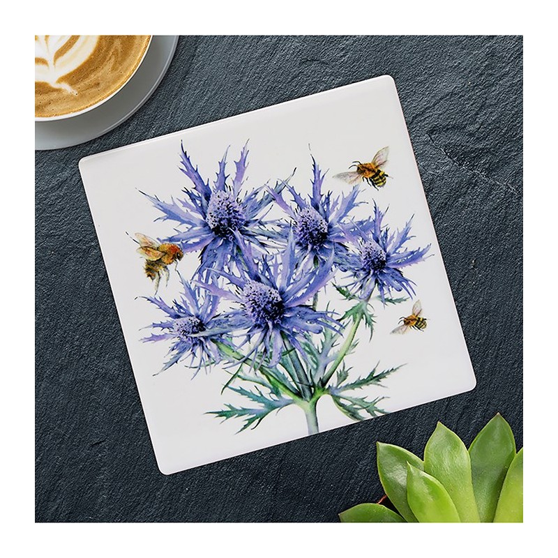 Bee-Tanical Thistle Ceramic Coaster