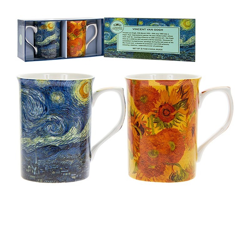 Set of 2 Vincent Van Gogh Design Mugs Gift Set