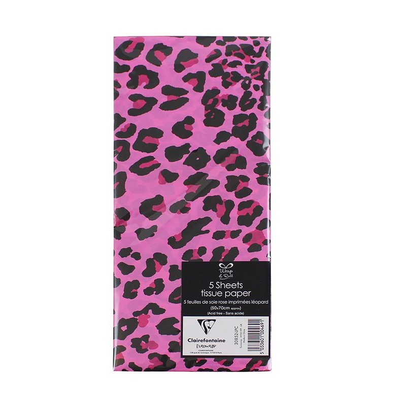 Pink Leopard Print 5 Sheets Tissue Paper